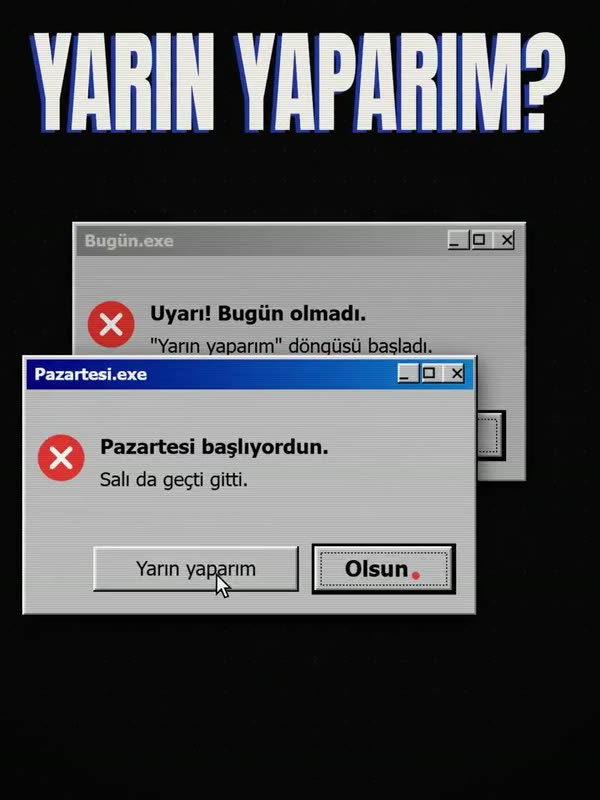 bugün olmadı. hep olmuyor.